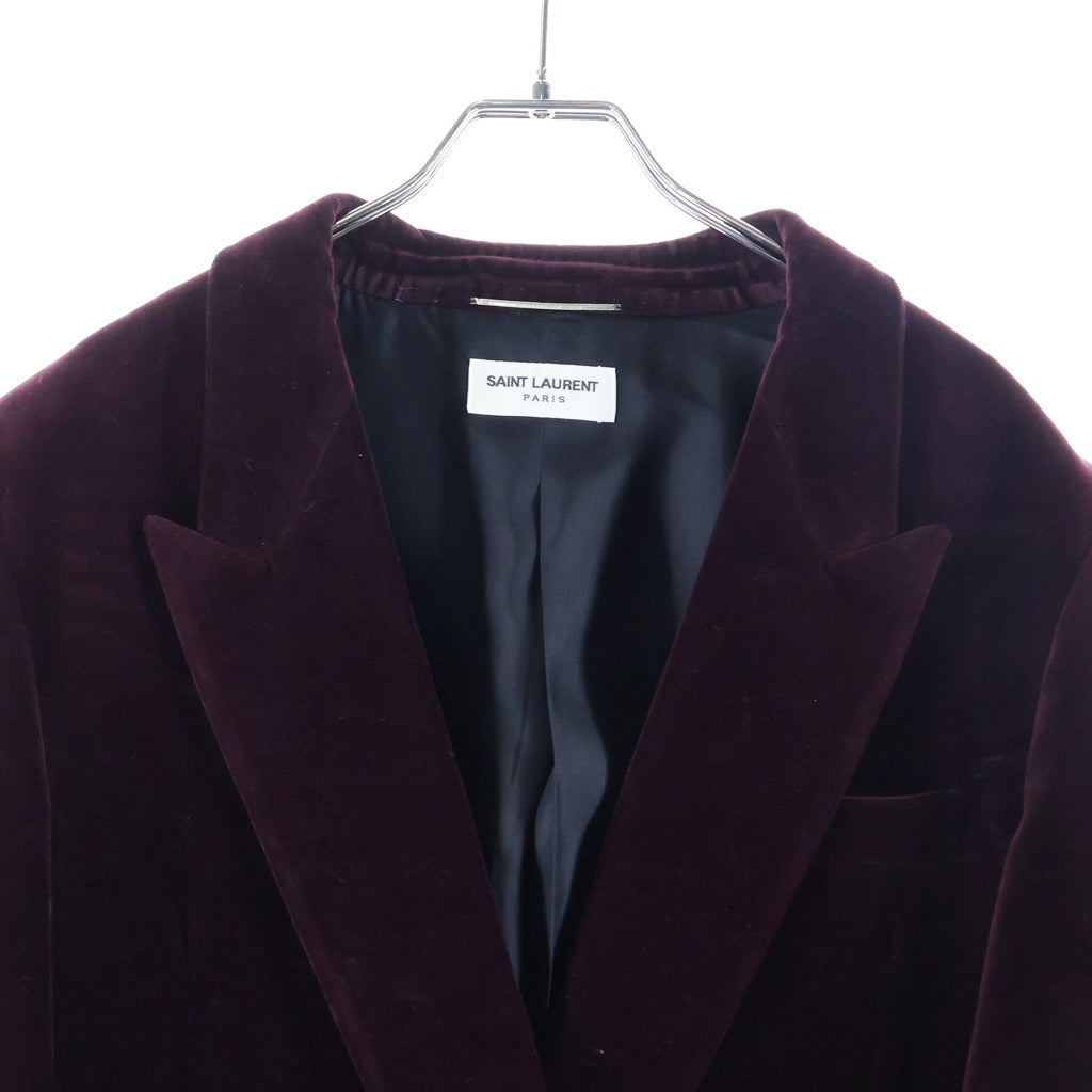 SAINT LAURENT PARIS(サンローランパリ) 22AW ピークドラペル ベロア ダブルブレストテーラードジャケット レッド 706612 Y615W
