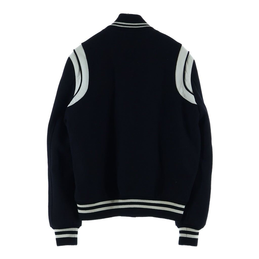 SAINT LAURENT PARIS(サンローランパリ) TEDDY JACKET テディジャケット レザートリムウールスタジアムジャンパー ブルゾン ブラック 354718 Y180W