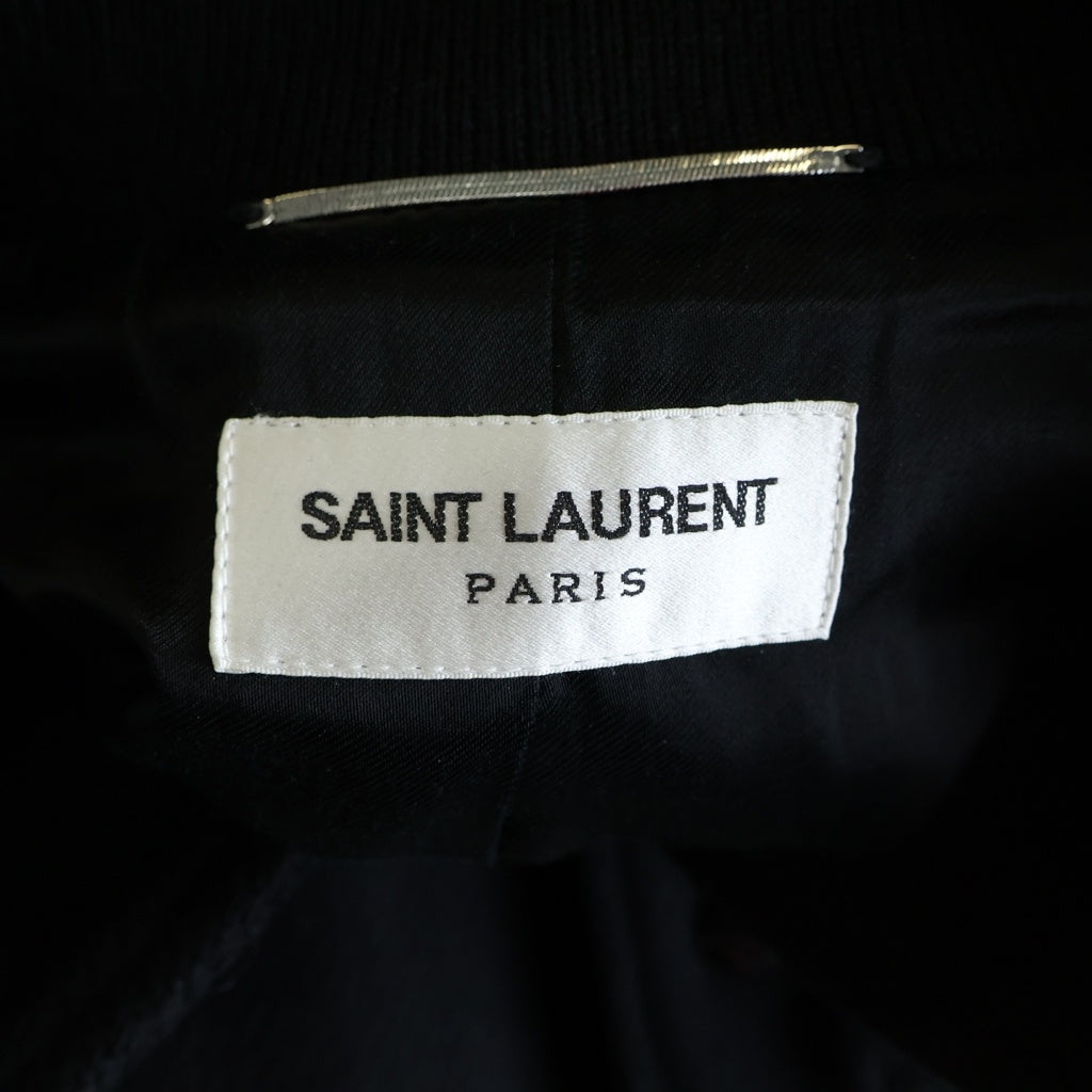 SAINT LAURENT PARIS(サンローランパリ) TEDDY JACKET テディジャケット レザートリムウールスタジアムジャンパー ブルゾン ブラック 354718 Y180W