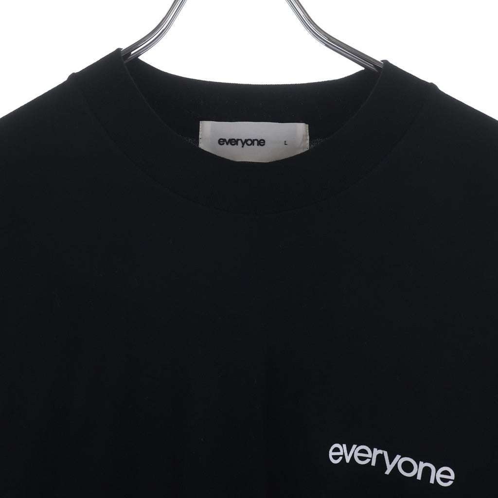 everyone(エブリワン) ロゴデザイン クルーネック カットソー 長袖Tシャツ ブラック