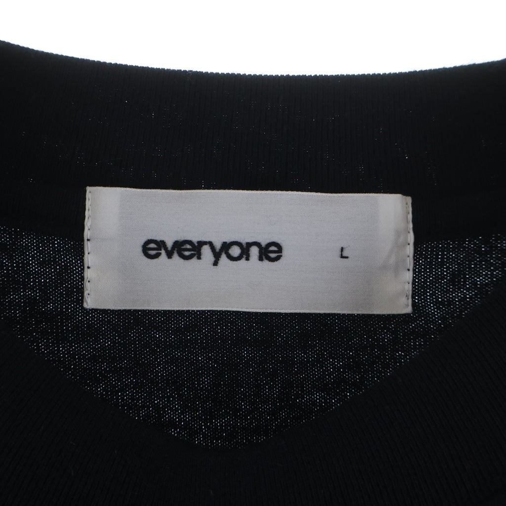 everyone(エブリワン) ロゴデザイン クルーネック カットソー 長袖Tシャツ ブラック