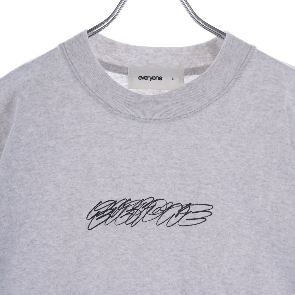 everyone(エブリワン) フロントロゴデザイン クルーネック カットソー 長袖Tシャツ グレー