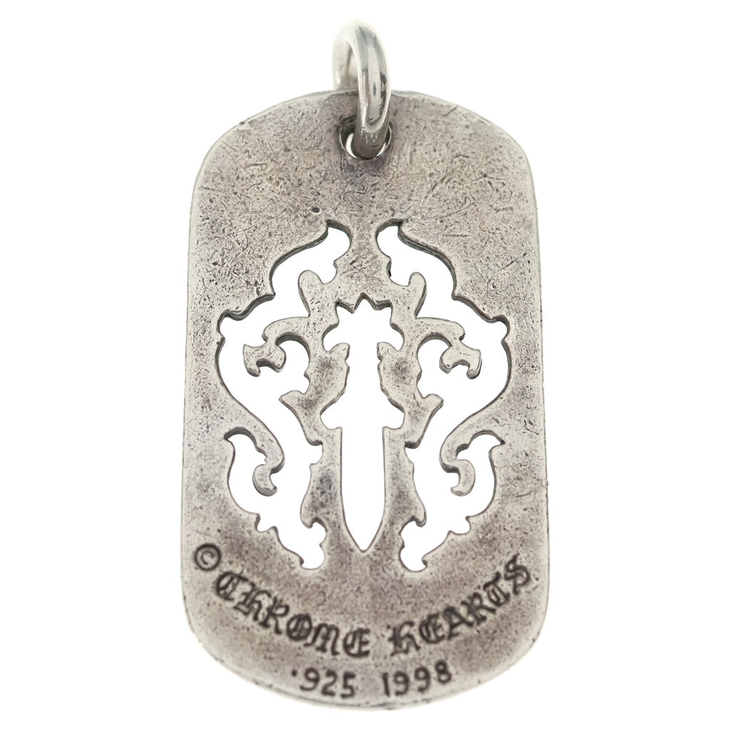 CHROME HEARTS(クロムハーツ) D TAG LRG DAGGER OLD ヴァインダガーカットアウトドッグタグ ラージ ペンダントトップ シルバー BCA240