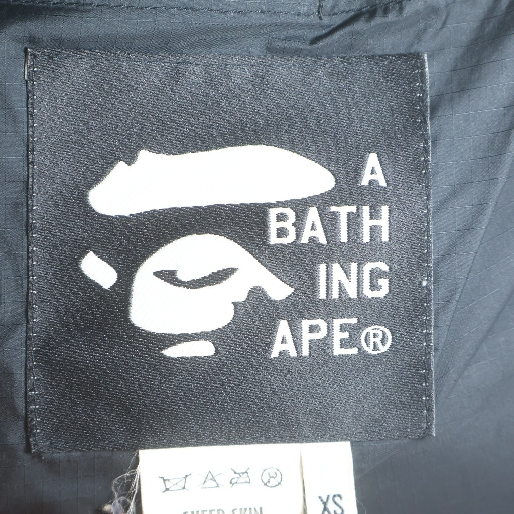 A BATHING APE(アベイシングエイプ) シープスキン レザー ダウンベスト ブラック