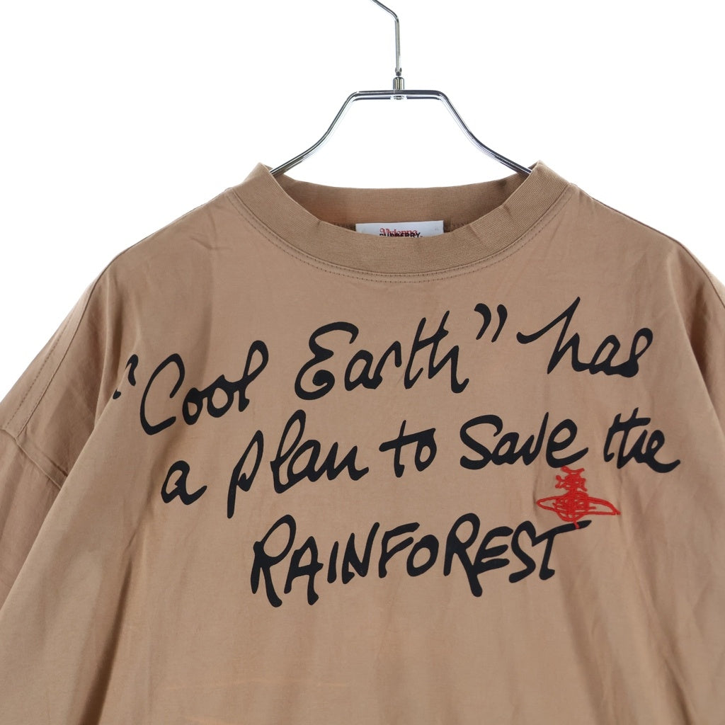 BURBERRY(バーバリー) ×Vivienne Westwood ヴィヴィアンウエストウッド フロントプリント 半袖Tシャツ カットソー ブラウン 8010497