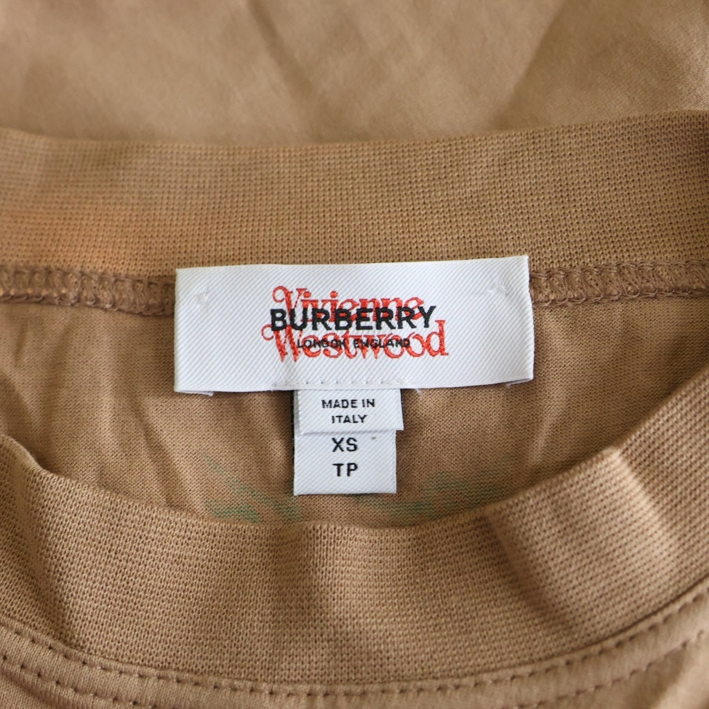 BURBERRY(バーバリー) ×Vivienne Westwood ヴィヴィアンウエストウッド フロントプリント 半袖Tシャツ カットソー ブラウン 8010497