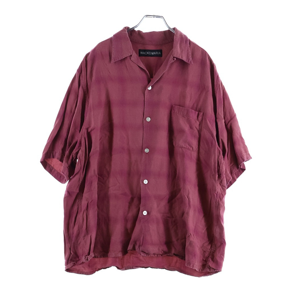 WACKO MARIA(ワコマリア) 25SS OMBRE CHECK OPEN COLOR SHIRT オンブレチェックオープンカラーシャツ 半袖シャツ レッド