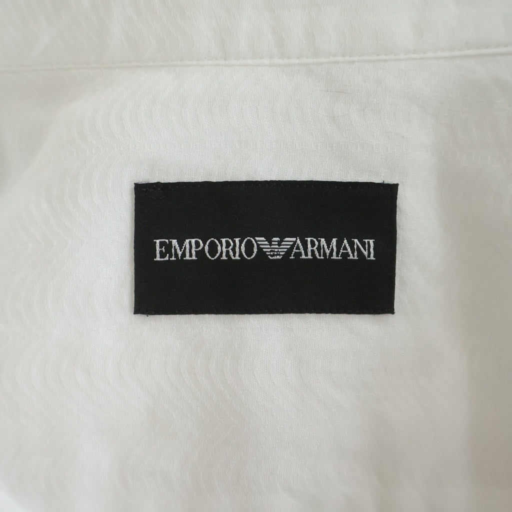 ARMANI(アルマーニ) リネンキャンバス ストライプ長袖シャツ ホワイト EM000099