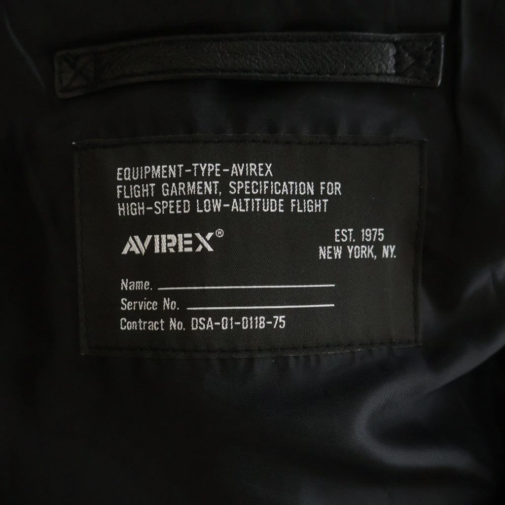 AVIREX(アヴィレックス) STAND LEATHER MA-1 MOD JACKET スタンドカラー シープレザー MA-1 モディファイジャケット ブラック 783-5150007