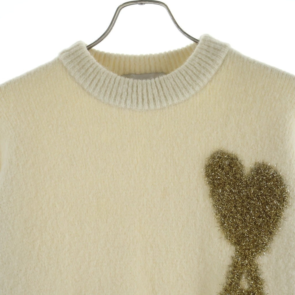 ami paris(アミパリス) ラメロゴ クルーネックニット セーター ホワイト SPUKS030