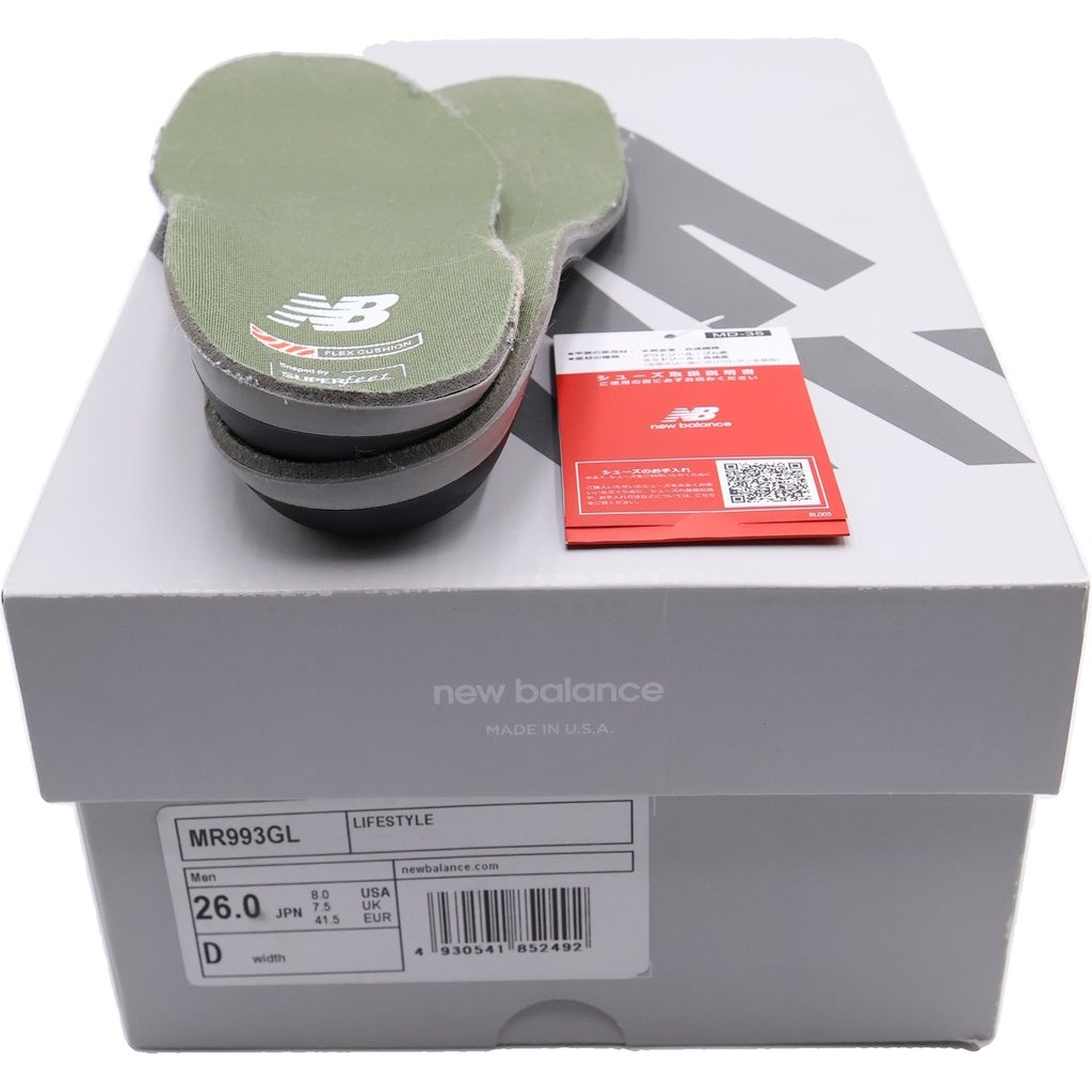 New Balance(ニューバランス) MR993GL スウェードレザー メッシュ ローカットスニーカー グレー US8/26cm