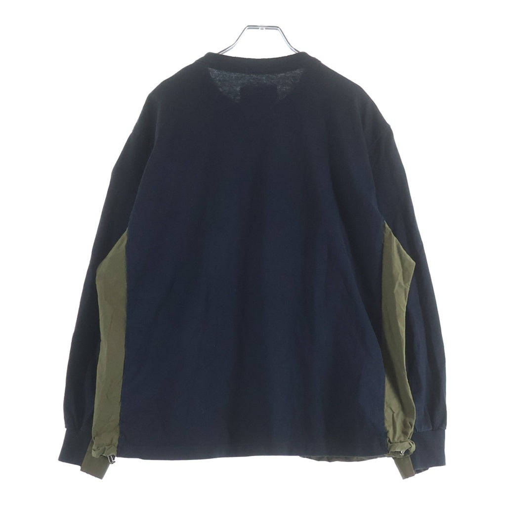 Sacai(サカイ) ナイロン切り替え長袖Tシャツ ネイビー/カーキ 22-02871M