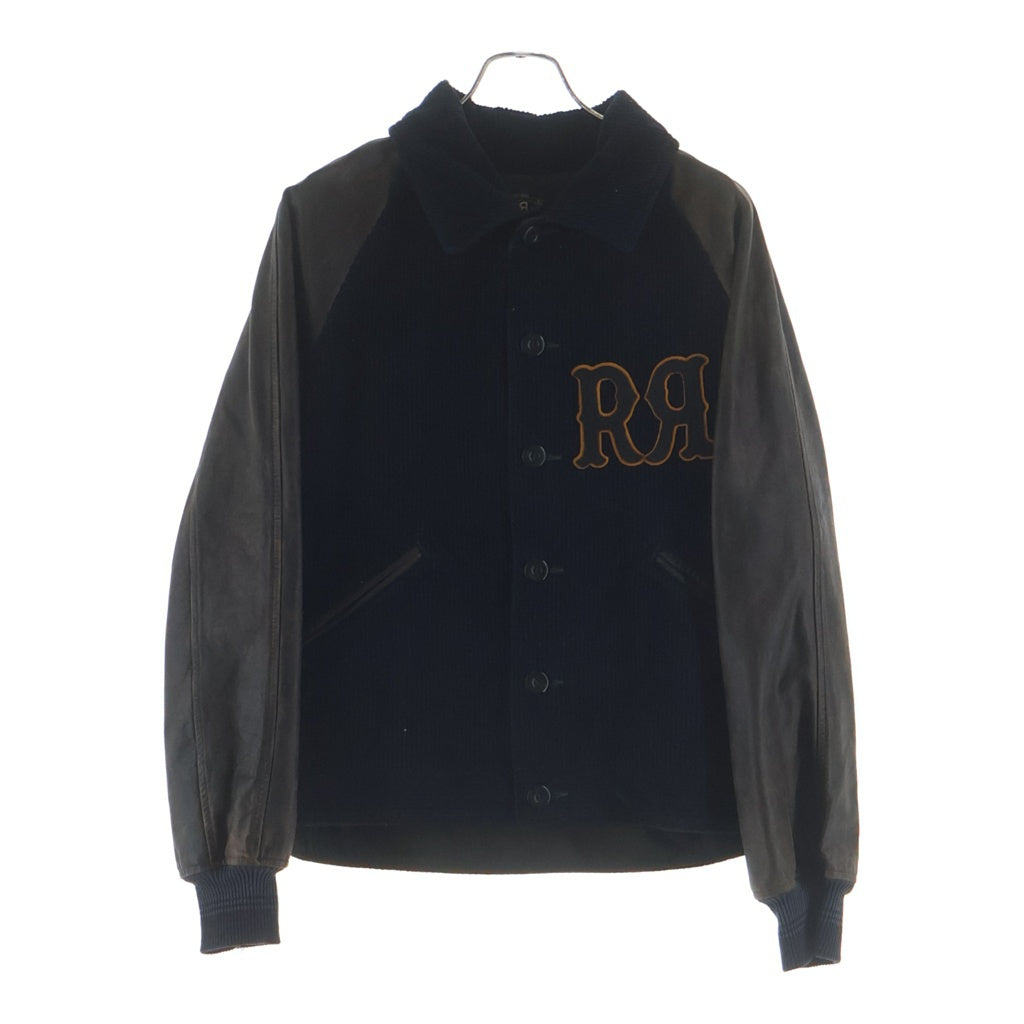 RRL(ダブルアールエル) 袖レザー切り替え コーデュロイジャケット アウター ネイビー/ブラウン