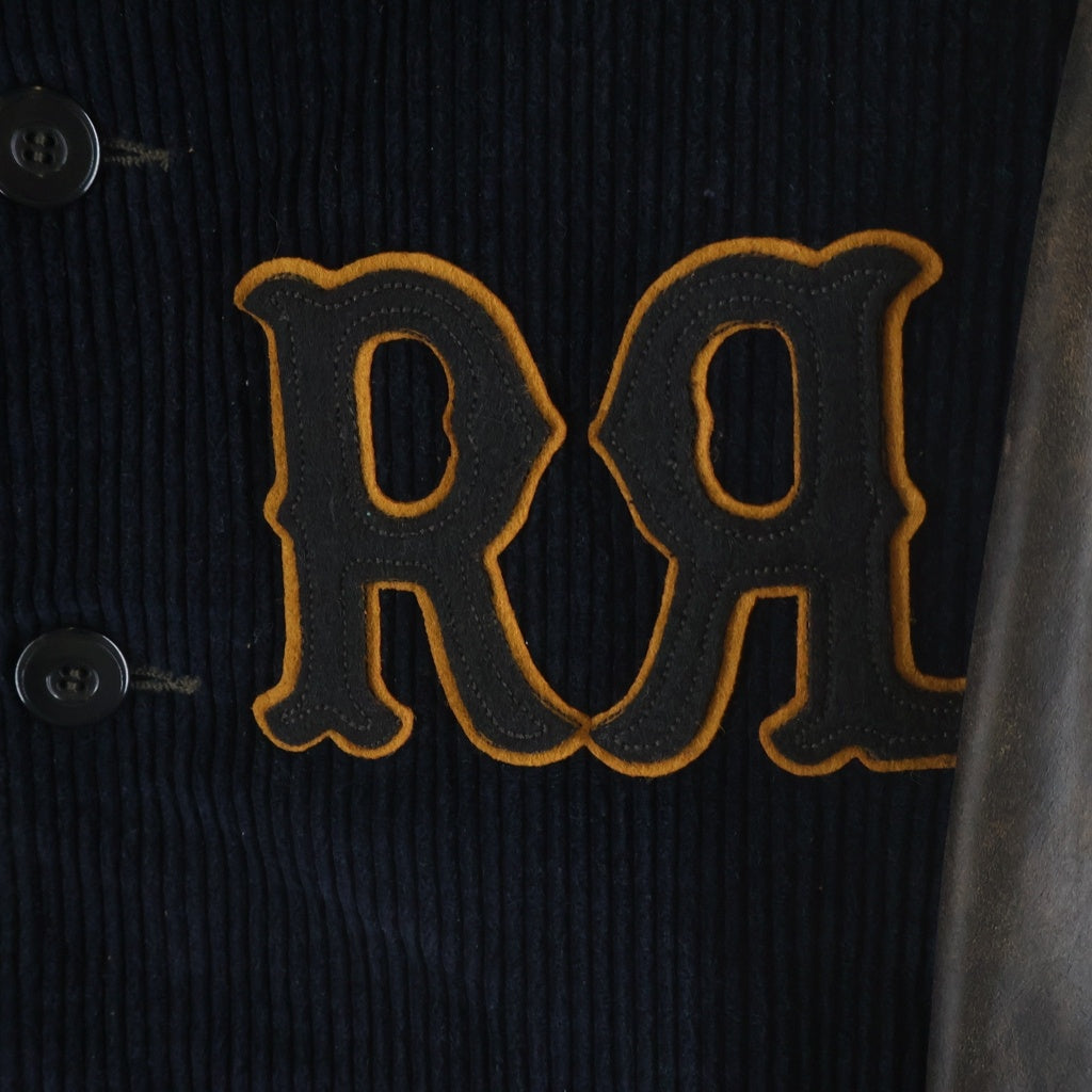 RRL(ダブルアールエル) 袖レザー切り替え コーデュロイジャケット アウター ネイビー/ブラウン