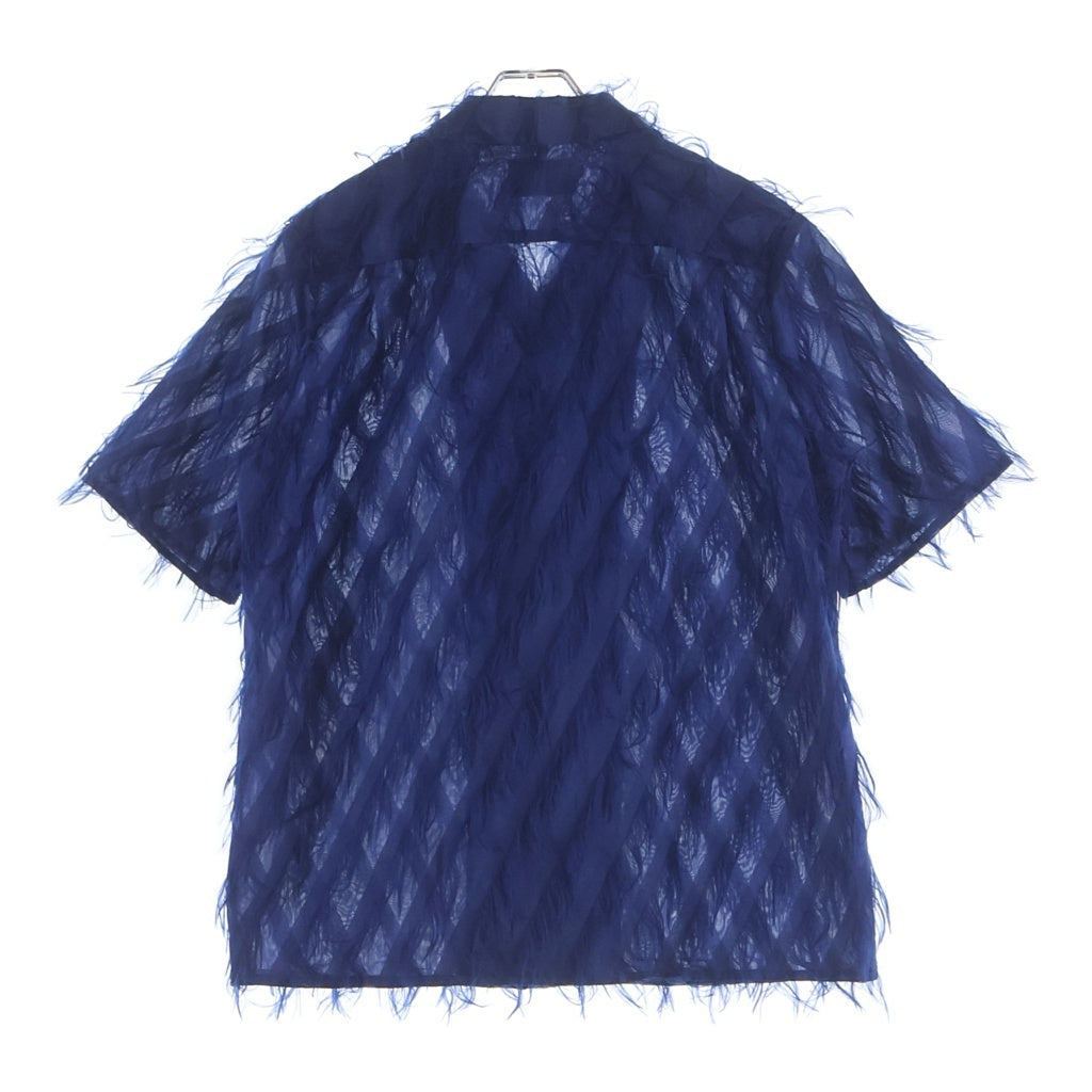 TAAKK(ターク) 23SS FRINGE OPEN COLLAR SHIRTS フリンジ オープンカラー 半袖シャツ ブルー TA23SS-SH029