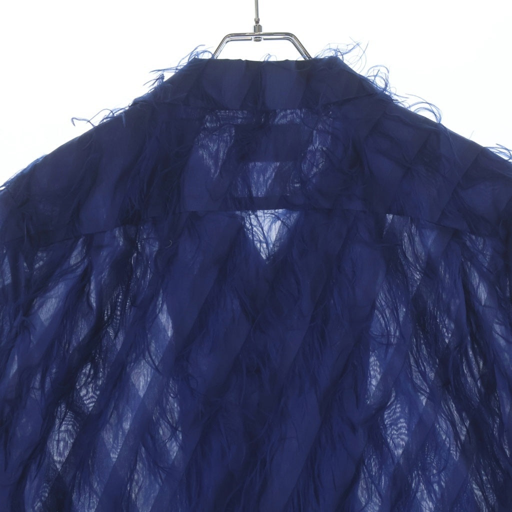 TAAKK(ターク) 23SS FRINGE OPEN COLLAR SHIRTS フリンジ オープンカラー 半袖シャツ ブルー TA23SS-SH029
