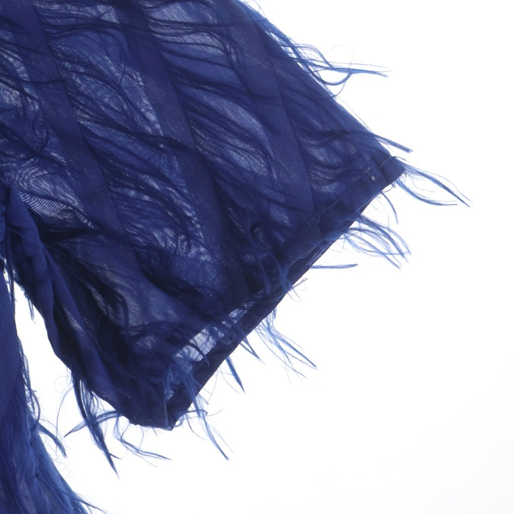 TAAKK(ターク) 23SS FRINGE OPEN COLLAR SHIRTS フリンジ オープンカラー 半袖シャツ ブルー TA23SS-SH029