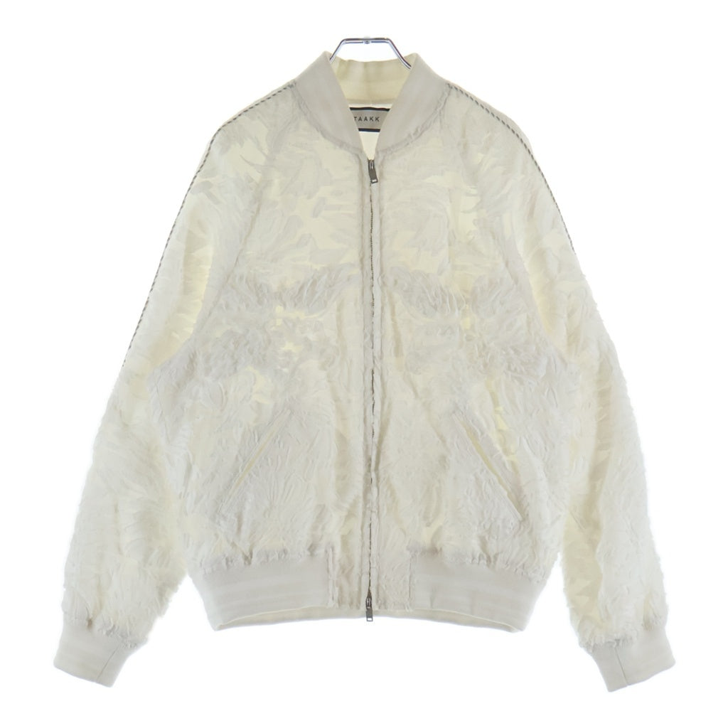 TAAKK(ターク) 24SS JACQUARD BLOSON ジャガードデザイン ジップアップ ジャケット ホワイト TA24SS-BL008