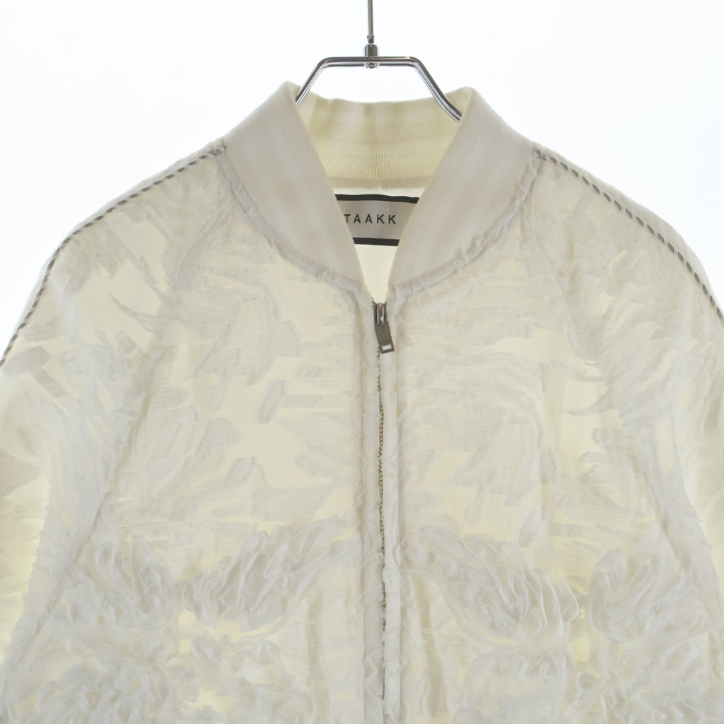 TAAKK(ターク) 24SS JACQUARD BLOSON ジャガードデザイン ジップアップ ジャケット ホワイト TA24SS-BL008