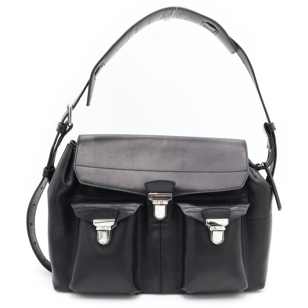 LEMAIRE(ルメール) WEEK END GEAR BAG ウィークエンド ギア レザー ショルダーバッグ ブラック BG0083 LL0122 レディース
