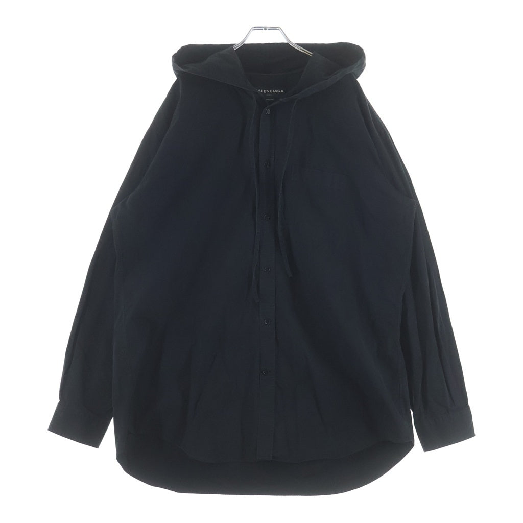 BALENCIAGA(バレンシアガ) 17AW フーデット ドローストリング 胸ポケット 長袖シャツ ブラック 485990 TCB10