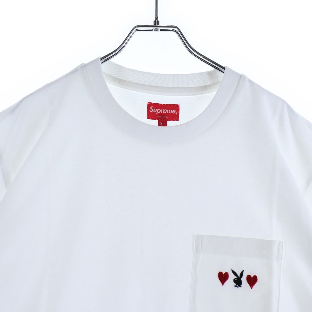 SUPREME(シュプリーム) 18AW ×PLAYBOY Pocket Tee プレイボーイ ポケット クルーネック カットソー 半袖Tシャツ ホワイト
