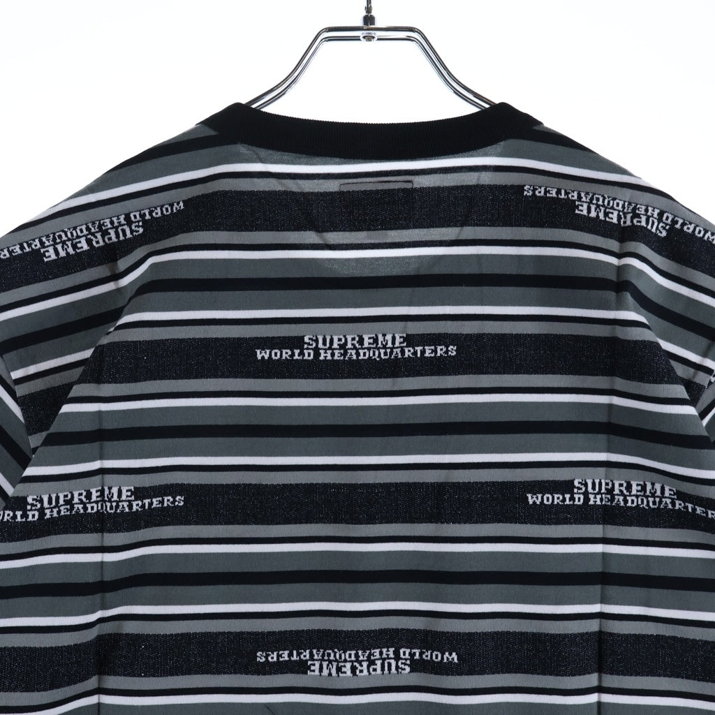 SUPREME(シュプリーム) 18AW HQ Stripe S/S Tee ロゴデザイン ストライプ クルーネック カットソー 半袖Tシャツ ブラック