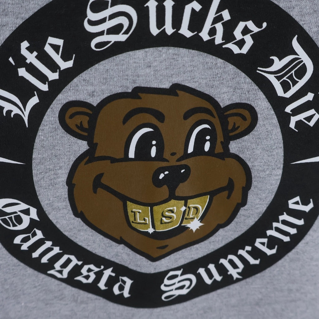 SUPREME(シュプリーム) 18AW Life Sucks Die Gangsta Magazine ライフ ダイ ギャングスター マガジン クルーネック カットソー 半袖Tシャツ グレー