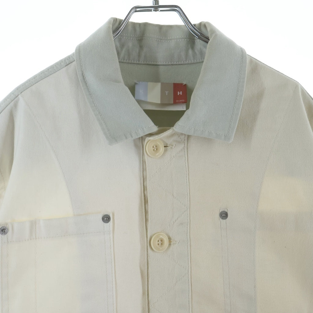 KITH(キス) 22SS WASHED CANVAS WILLOUGHBY CHORE JACKET SANDRIFT ウォッシュドキャンバス ウィロビー チョアジャケット サンドリフト ホワイト KHM010078