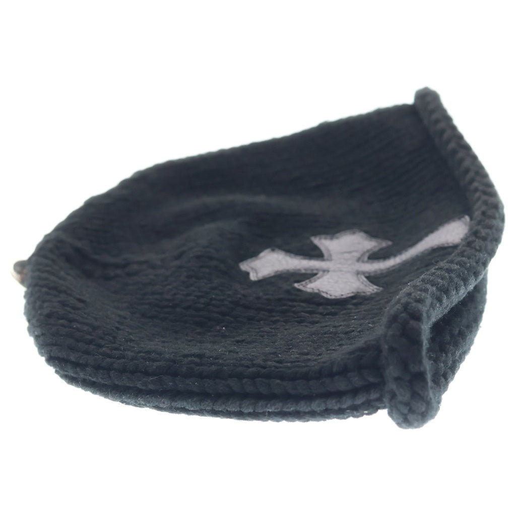 CHROME HEARTS(クロムハーツ) BEANIE CASH CROSS PATCH クロス パッチ付き カシミヤ ビーニー ブラック