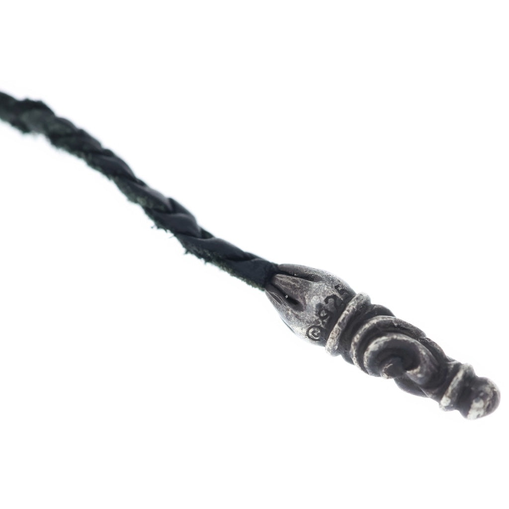 CHROME HEARTS(クロムハーツ) LEATHER BRAID SCROLL ネックレス レザーブレイドネックレス ブラック/シルバー BCA377
