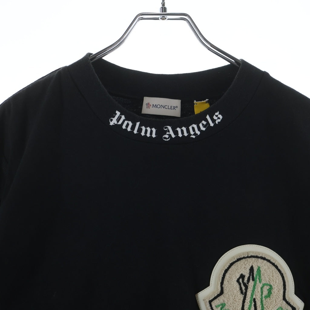 MONCLER(モンクレール) ×Palm Angels MAGLIA GIROCOLLO パームエンジェルス マグリア ロゴワッペン クルーネック カットソー 半袖Tシャツ ブラック E209L8000450