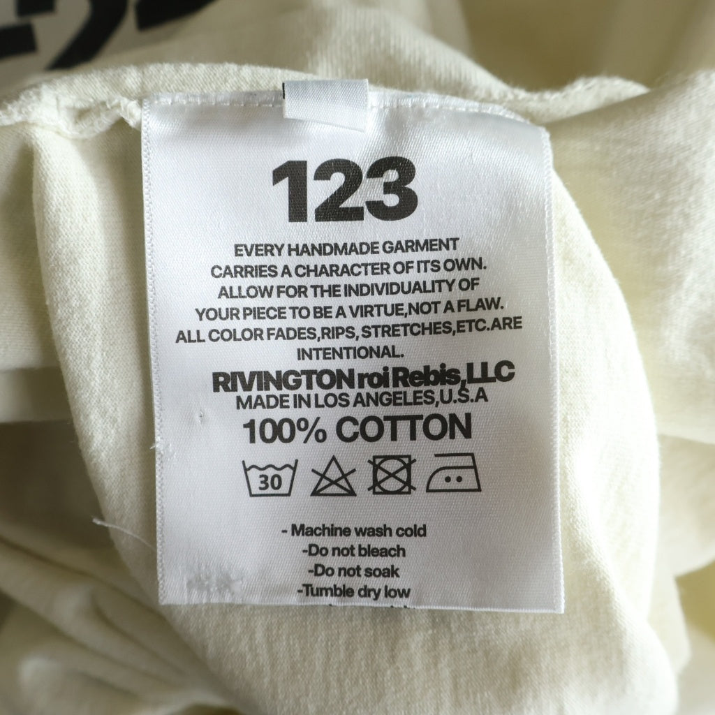 RRR123 RIVINGTON roi Rebis(リヴィントンロイレビス) BURNING CROSS PRINT バーニング クロス プリント クルーネック カットソー 半袖Tシャツ ホワイト