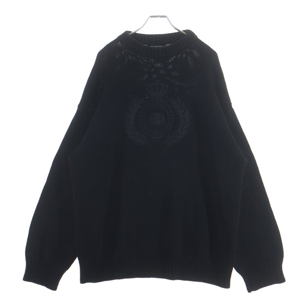 BALENCIAGA(バレンシアガ) 21AW BBロゴ刺繍 クルーネックニット セーター ブラック 664369