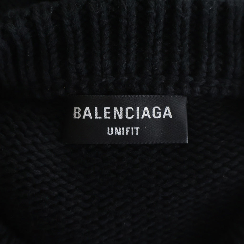 BALENCIAGA(バレンシアガ) 21AW BBロゴ刺繍 クルーネックニット セーター ブラック 664369
