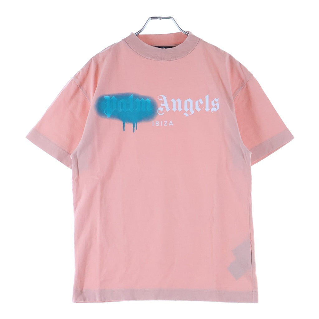 Palm Angels(パームエンジェルス) IBIZA SPRAYED TEE イビザ スプレーデザイン クルーネック カットソー 半袖Tシャツ ピンク