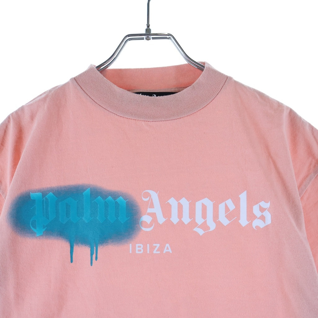 Palm Angels(パームエンジェルス) IBIZA SPRAYED TEE イビザ スプレーデザイン クルーネック カットソー 半袖Tシャツ ピンク