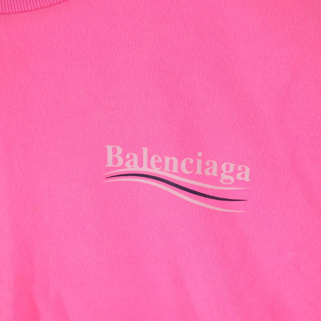 BALENCIAGA(バレンシアガ) キャンペーンロゴデザイン クルーネック カットソー 半袖Tシャツ レディース ピンク