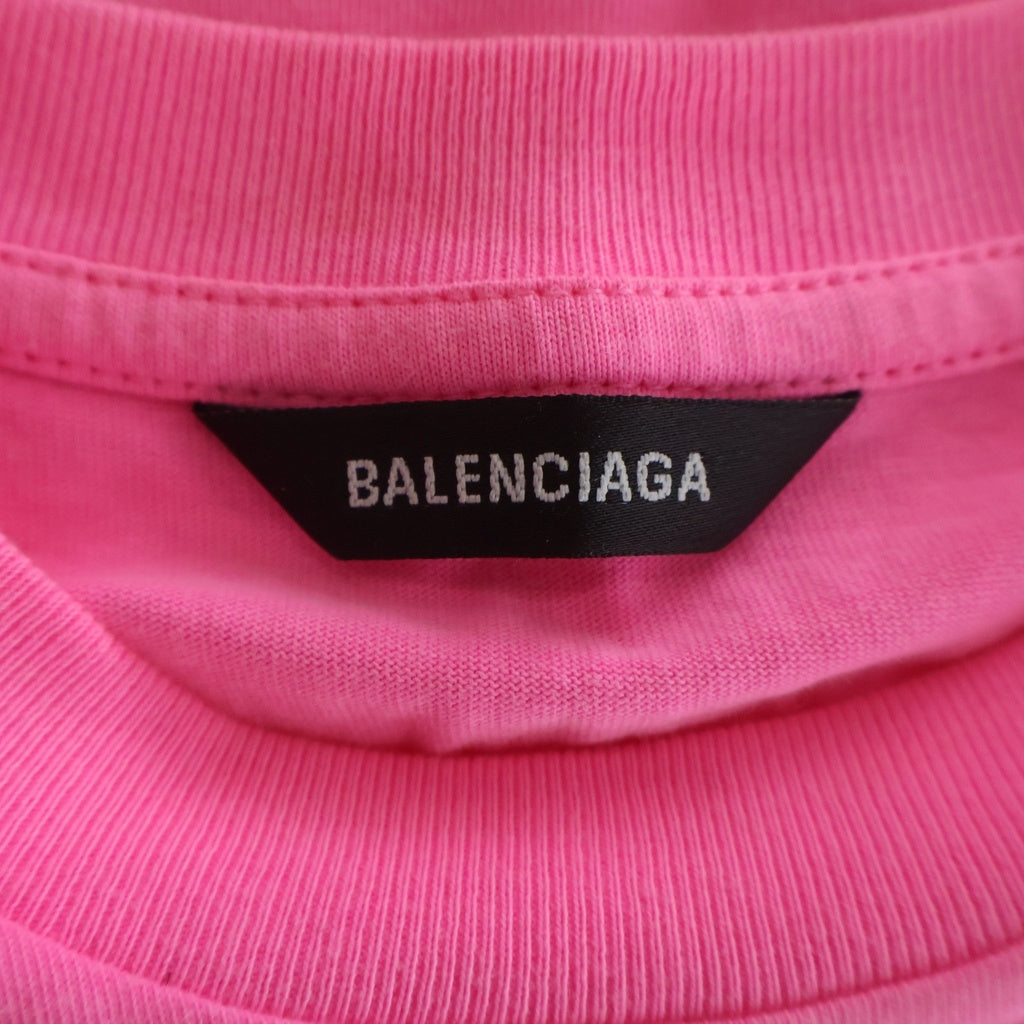 BALENCIAGA(バレンシアガ) キャンペーンロゴデザイン クルーネック カットソー 半袖Tシャツ レディース ピンク