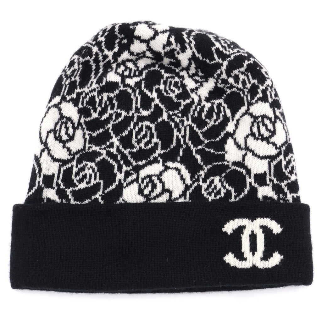 CHANEL(シャネル) ココマーク カメリア カシミア ニットキャップ ビーニー 帽子 ブラック