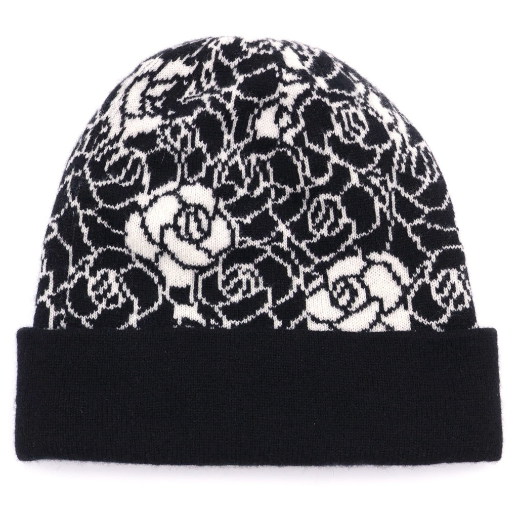 CHANEL(シャネル) ココマーク カメリア カシミア ニットキャップ ビーニー 帽子 ブラック