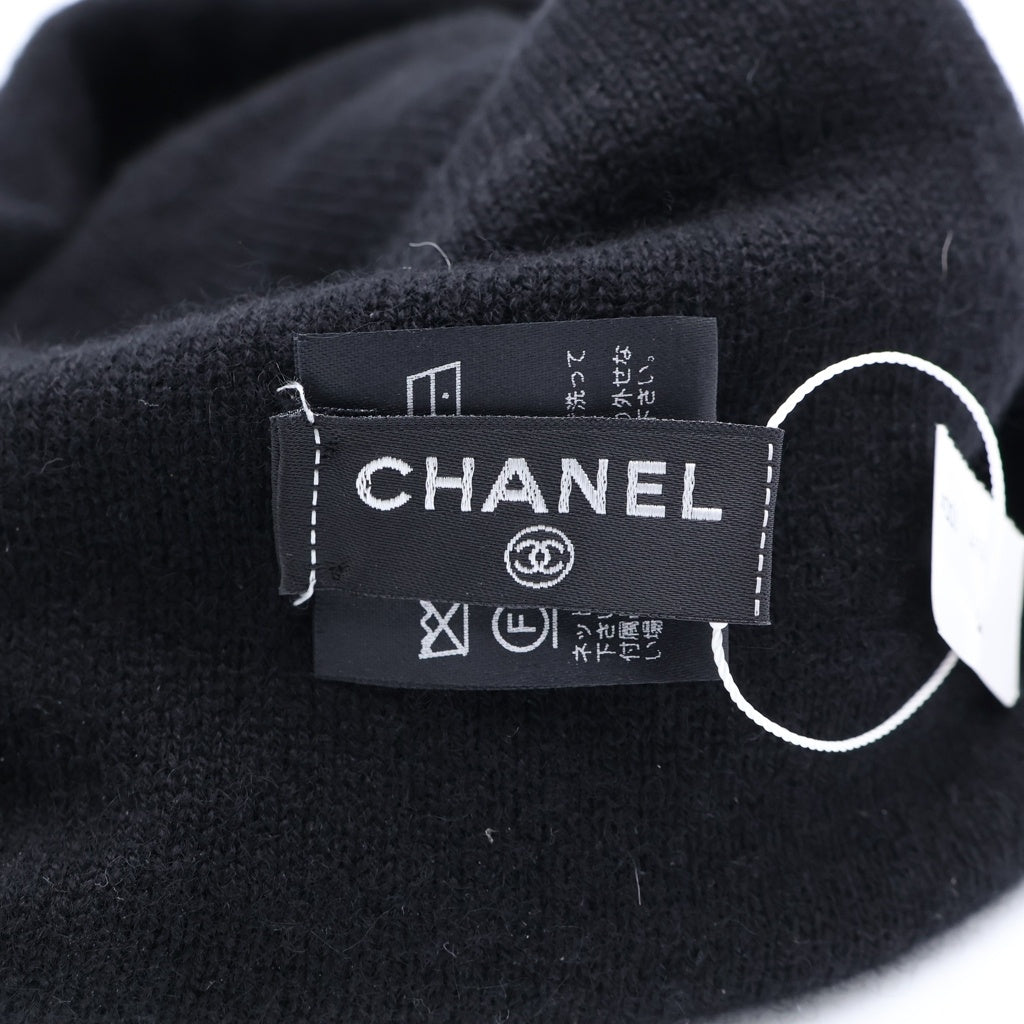 CHANEL(シャネル) ココマーク カメリア カシミア ニットキャップ ビーニー 帽子 ブラック