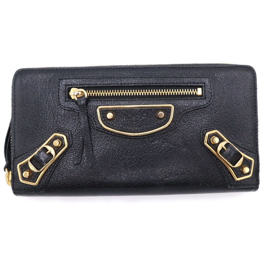 BALENCIAGA(バレンシアガ) クラシック コンチネンタル レザー ラウンドジップ ロングウォレット 財布 ブラック 390187