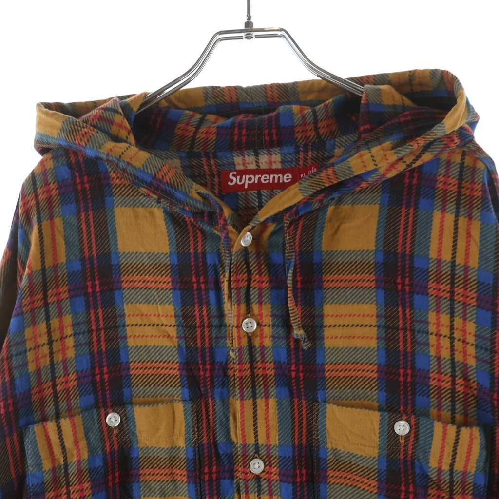 SUPREME(シュプリーム) 24SS Printed Hooded Flannel Shir ロゴ刺繍 チェック フーデッド長袖フランネルシャツ マルチ