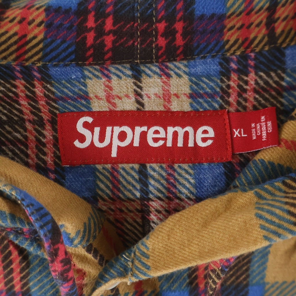 SUPREME(シュプリーム) 24SS Printed Hooded Flannel Shir ロゴ刺繍 チェック フーデッド長袖フランネルシャツ マルチ
