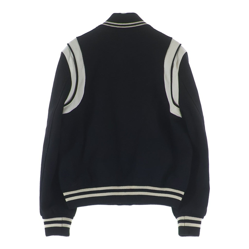 SAINT LAURENT PARIS(サンローランパリ) TEDDY JACKET テディジャケット レザートリムウールスタジアムジャンパー ブルゾン レディース ブラック 376283 Y180W