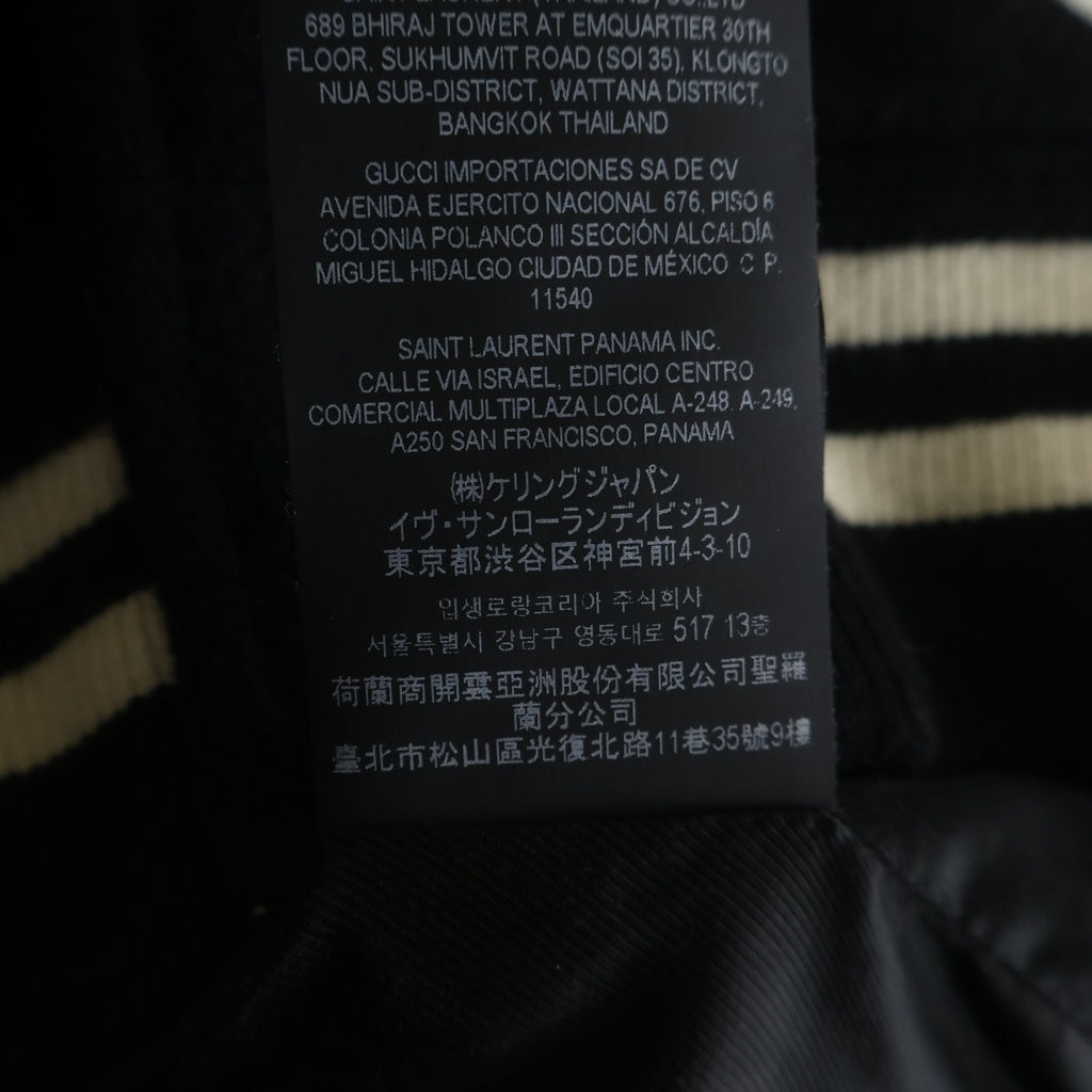 SAINT LAURENT PARIS(サンローランパリ) TEDDY JACKET テディジャケット レザートリムウールスタジアムジャンパー ブルゾン レディース ブラック 376283 Y180W