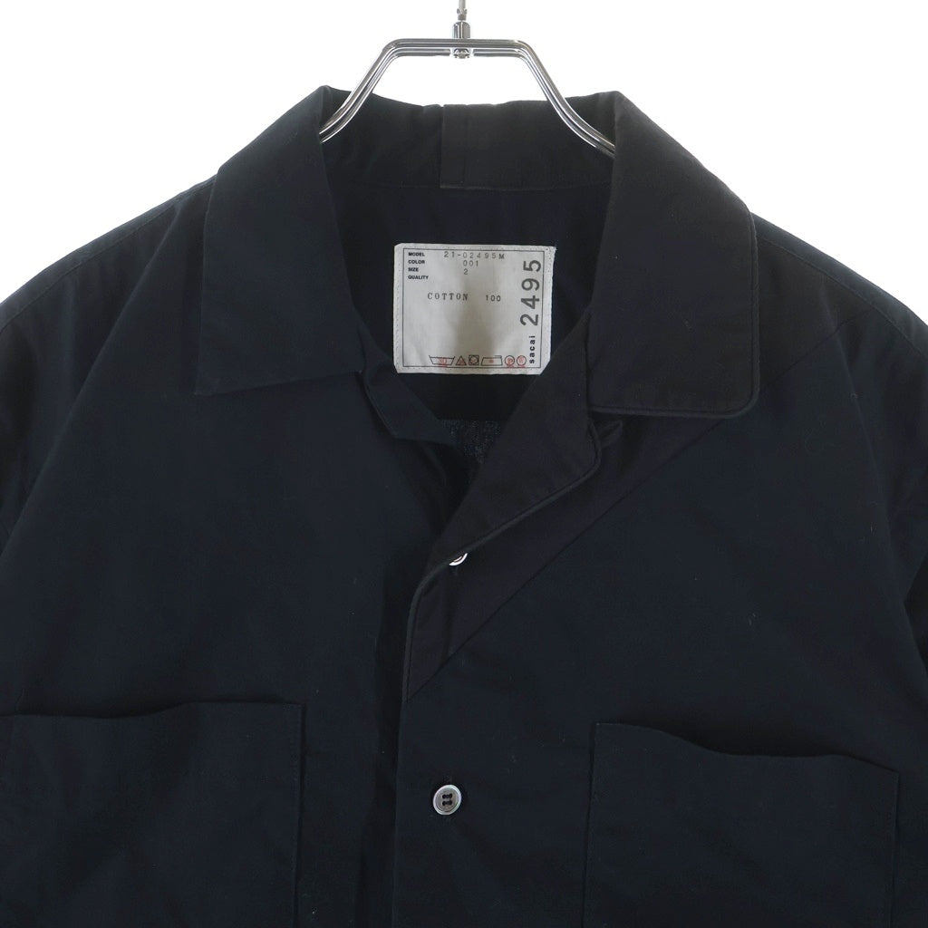 Sacai(サカイ) Cotton Short Sleeved Shirt コットン半袖シャツ ブラック 21-02495M