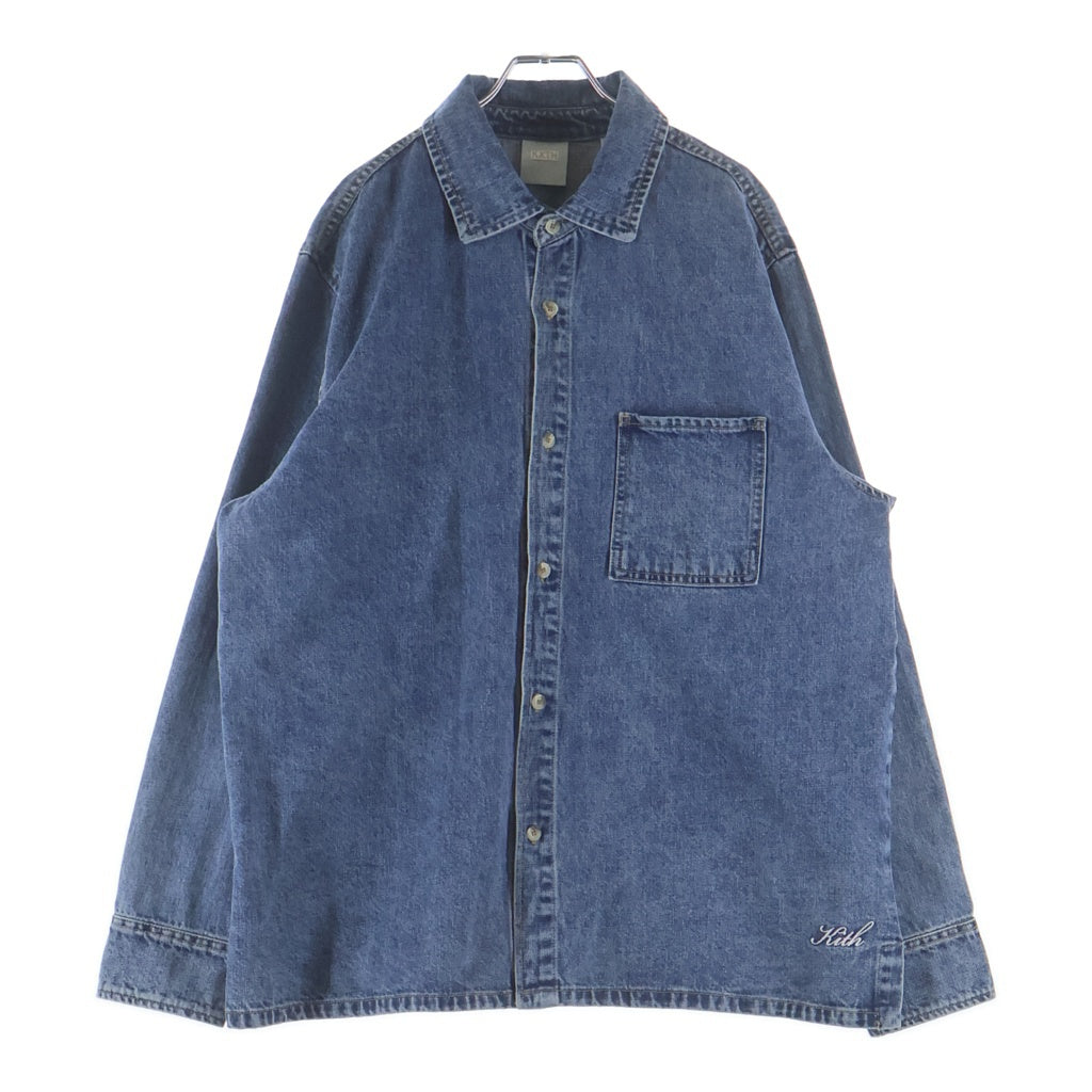 KITH(キス) 21AW 胸ポケットデザイン レギュラーカラー デニム長袖シャツ インディゴ KHM030036