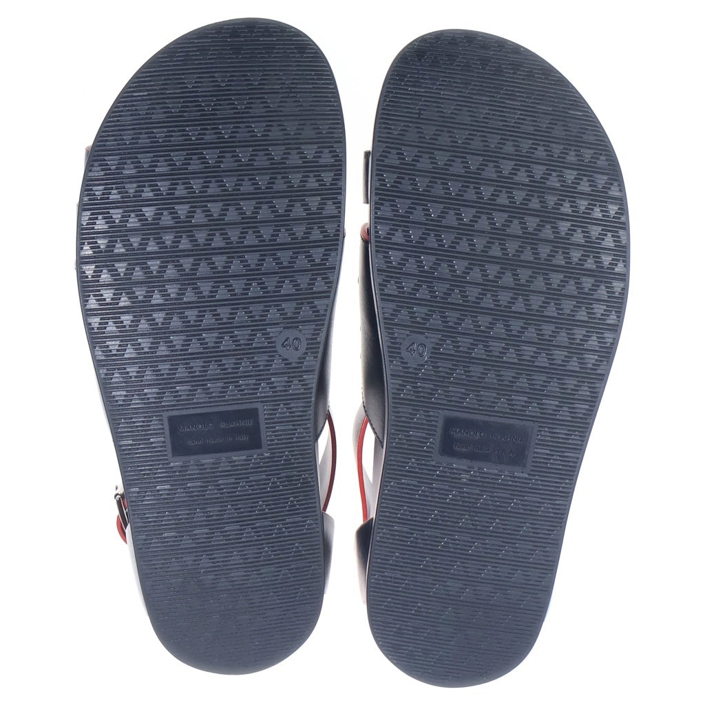 MANOLO BLAHNIK(マノロブラニク) PERSEO Plain Leather Sandals プレイン レザー グラディエーターサンダル ブラック 121-1742-0001